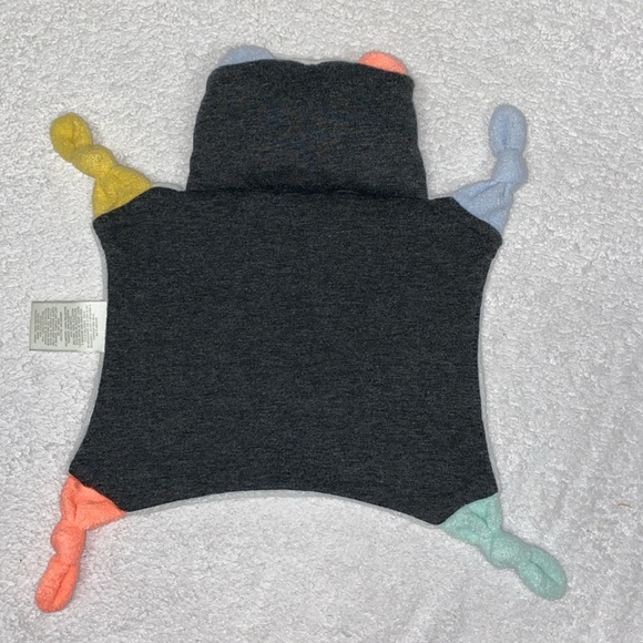 Cloud Island Panda Bear Security Blanket Baby Lovey Gray White Multicolor Knots - Picture 5 of 7